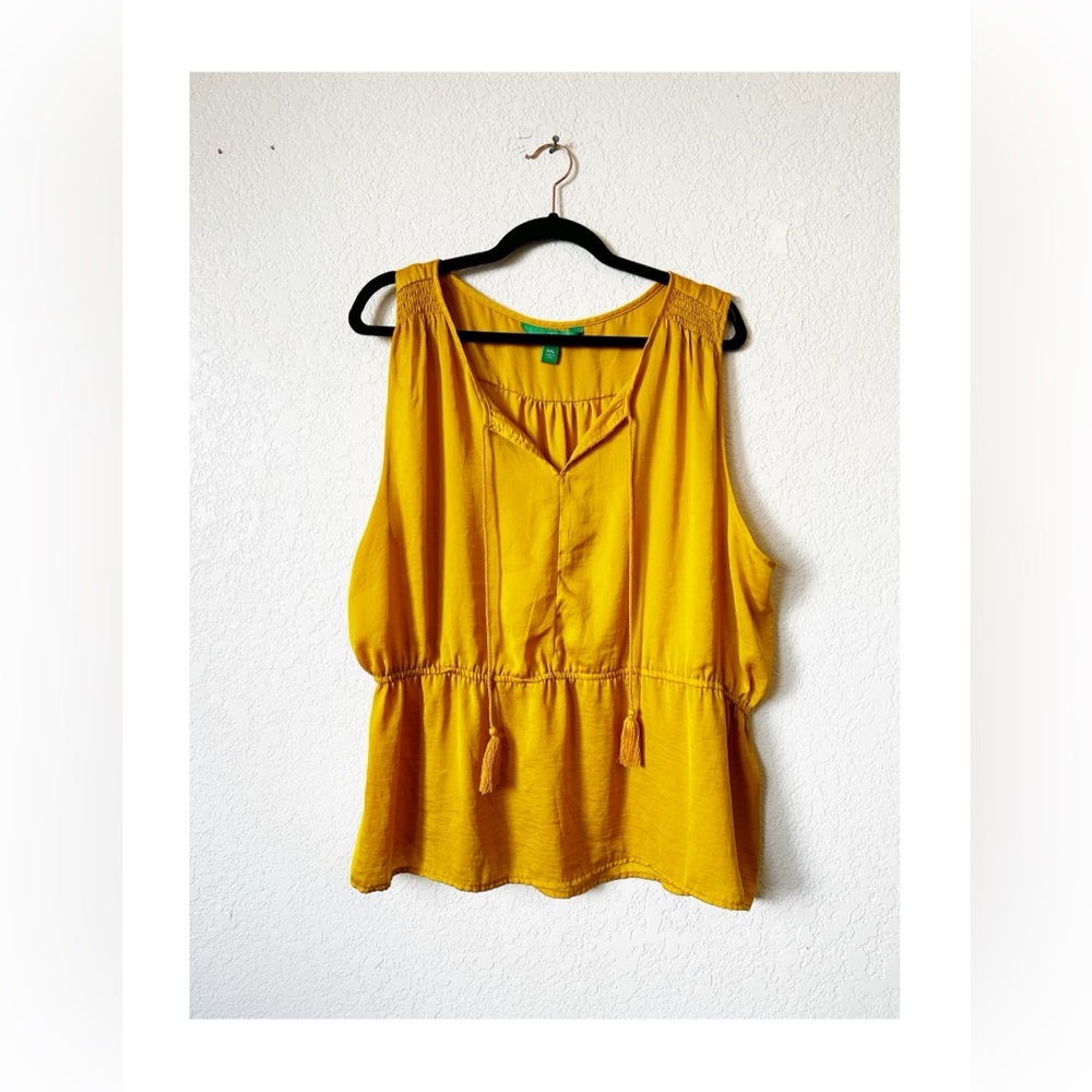 Plus Boho Deep Gold Sleeveless Blouse dip XXL